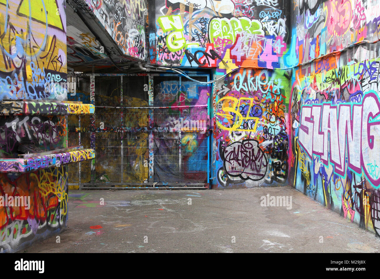 LONDON MAY 14 Legal graffiti art on May 14, 2012 in London. Legal graffiti and skate area in