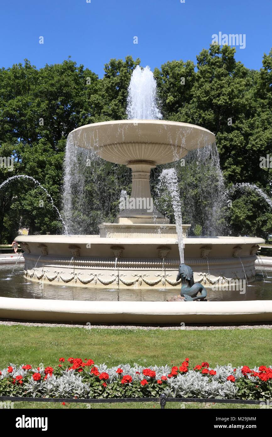 Warsaw, Poland - Ogrod Saski garden with fountain. Stock Photo