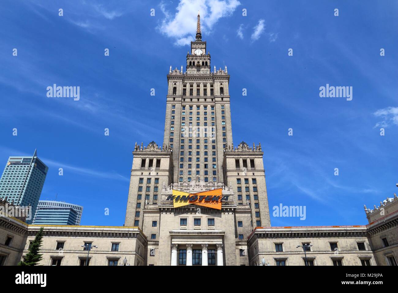 WARSAW, POLAND - JUNE 19, 2016: Exterior view of Palace of Culture and Science in Warsaw, Poland. Warsaw is the capital city of Poland. 1.7 million pe Stock Photo