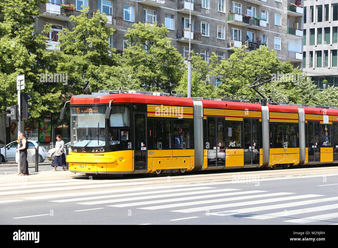 WARSAW, POLAND - JUNE 19, 2016: People ride Pesa Jazz tram in Warsaw,  Poland. Warsaw Trams (Tramwaje Warszawskie) have 26 lines Stock Photo -  Alamy