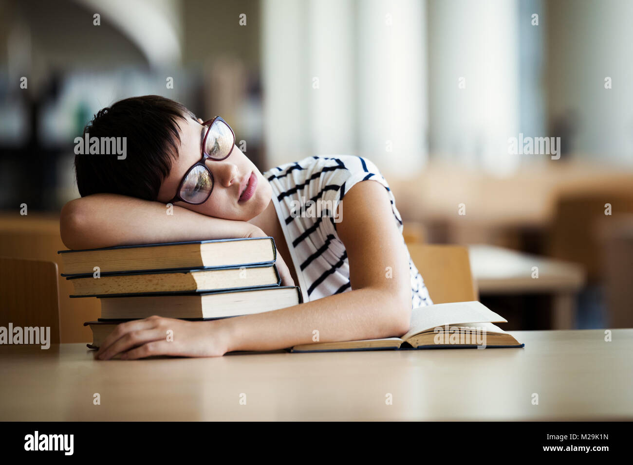 Student Studying Hard Exam and Sleeping Stock Photo Alamy