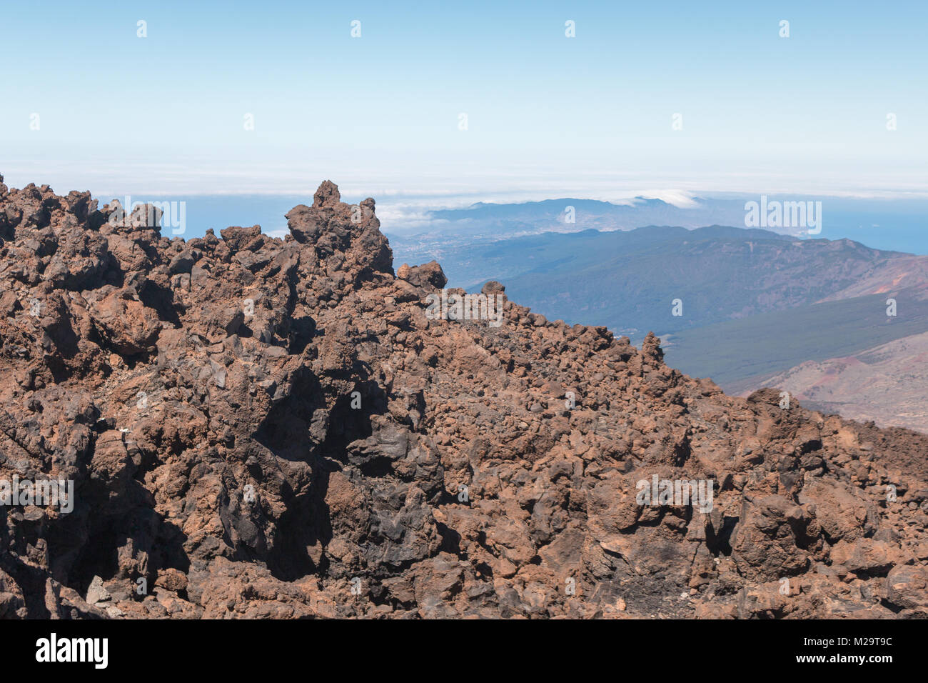 Basalt tuff stones on top of the teide volcano Stock Photo
