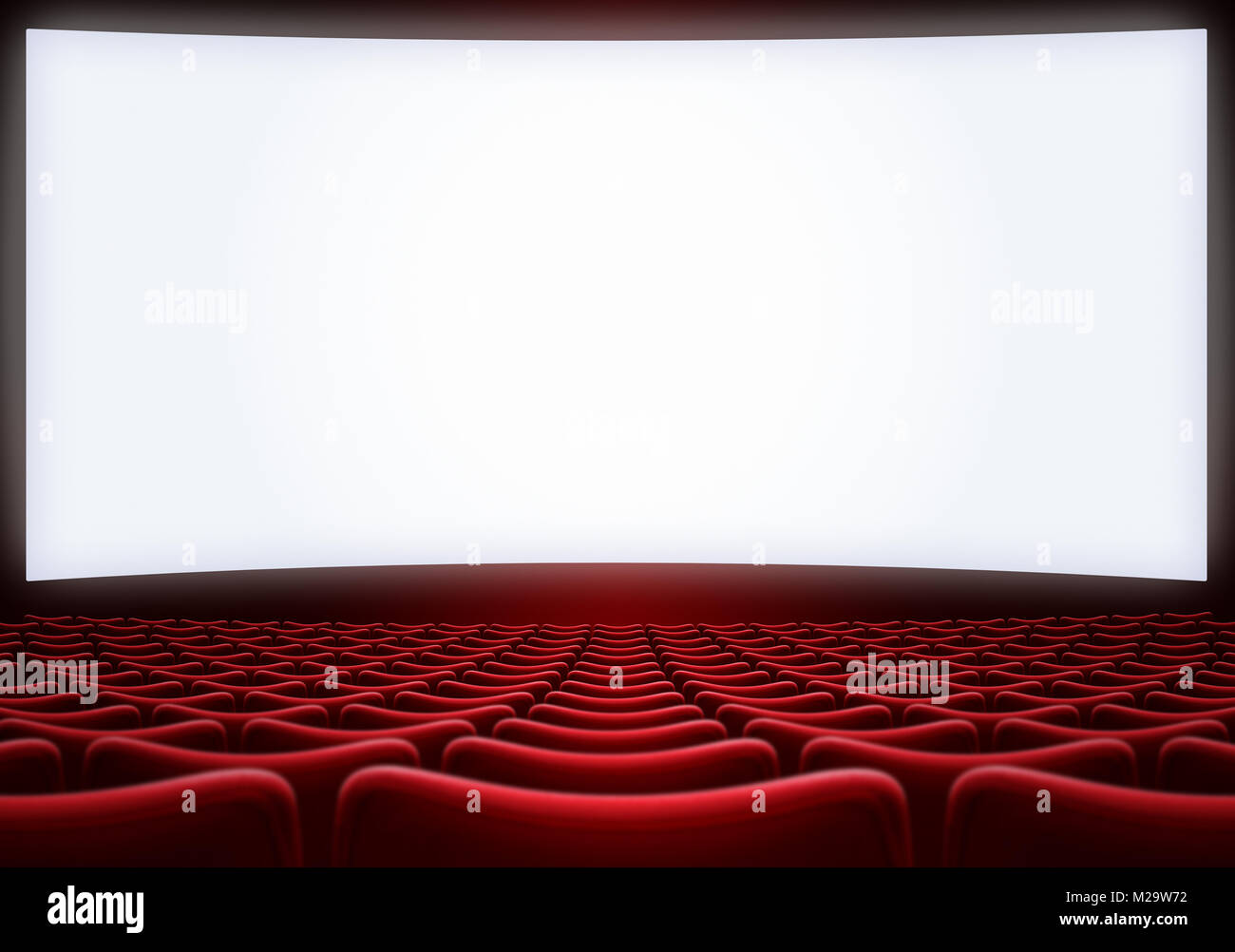 movie theater screen with red seats Stock Photo