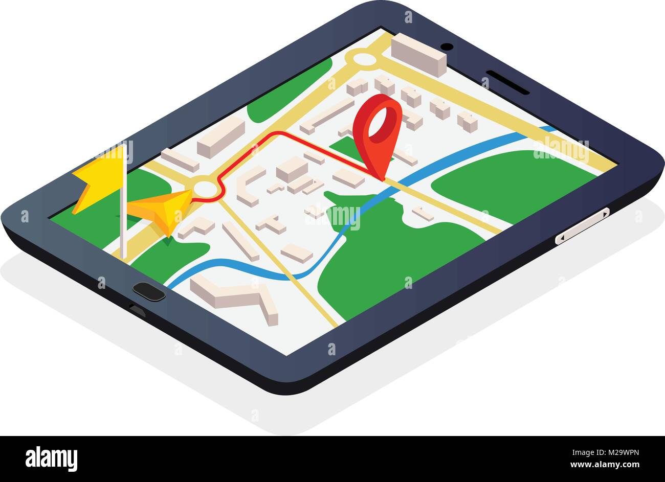 3d isometric mobile GPS navigation concept Stock Vector