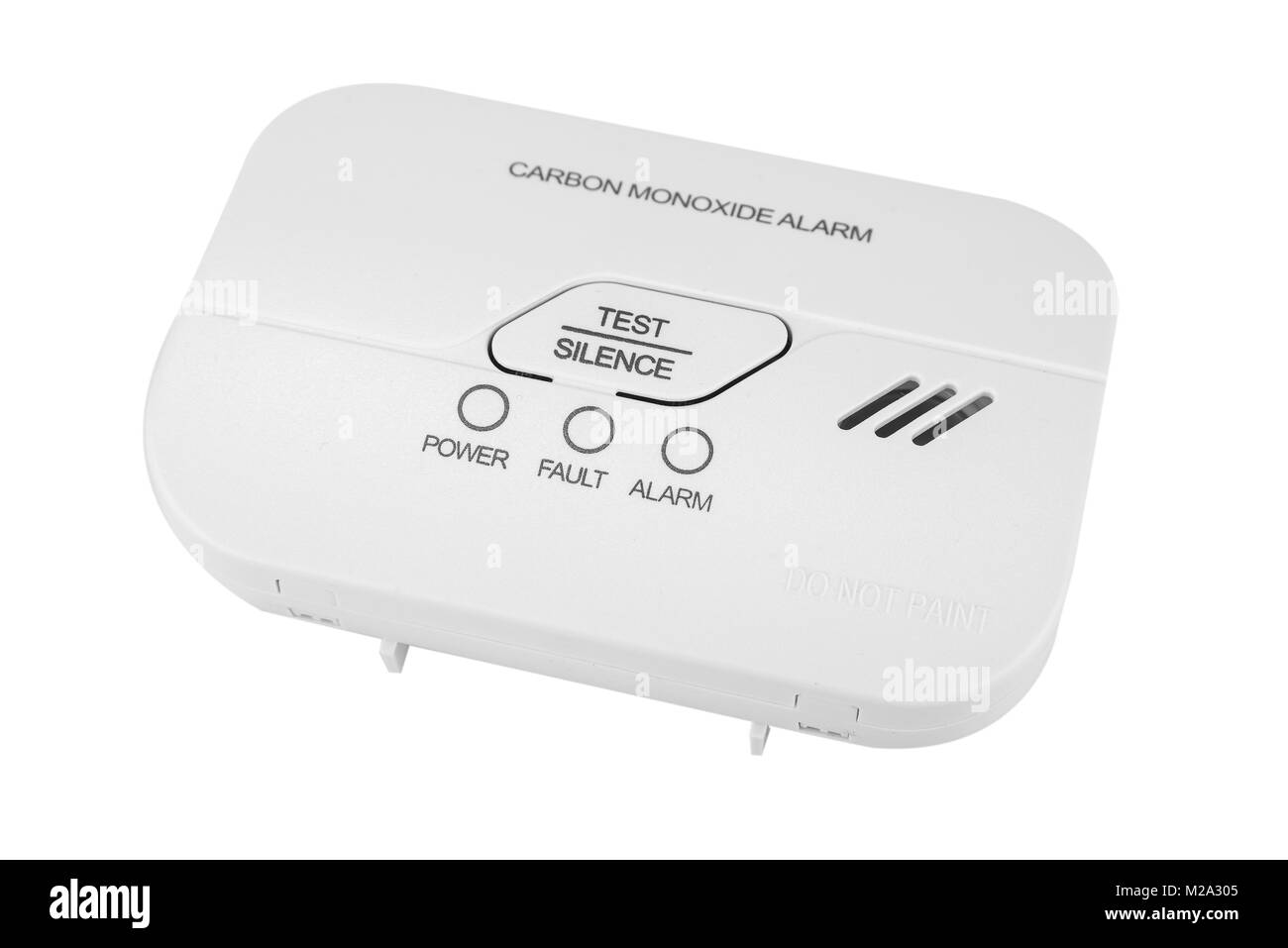 Carbon monoxide alarm for safe sleep on white Stock Photo