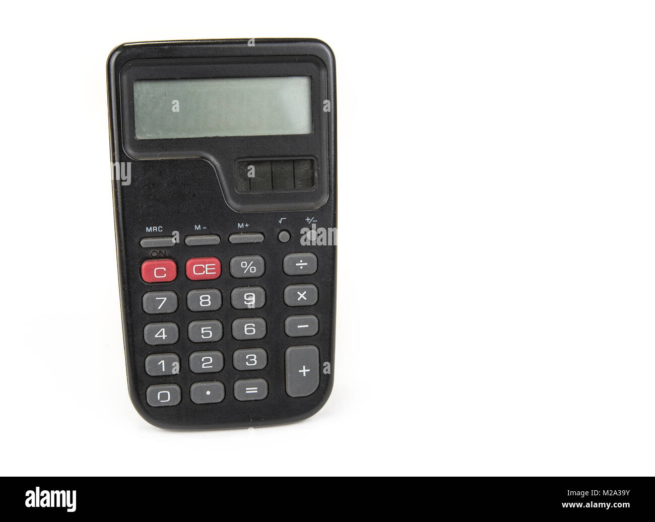 Small calculator with big numbers on the white Stock Photo Alamy