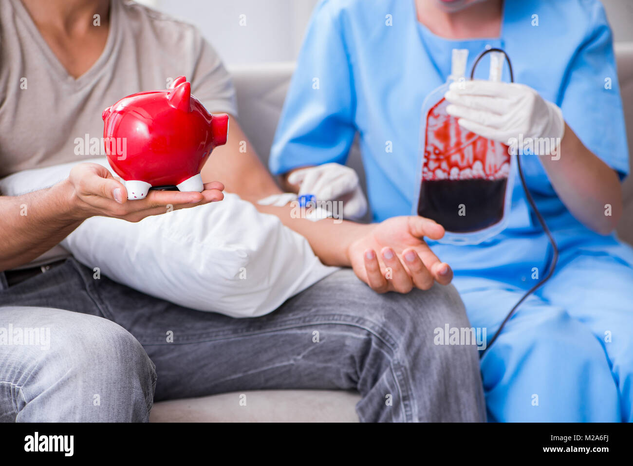 Patient getting blood transfusion in hospital clinic Stock Photo Alamy