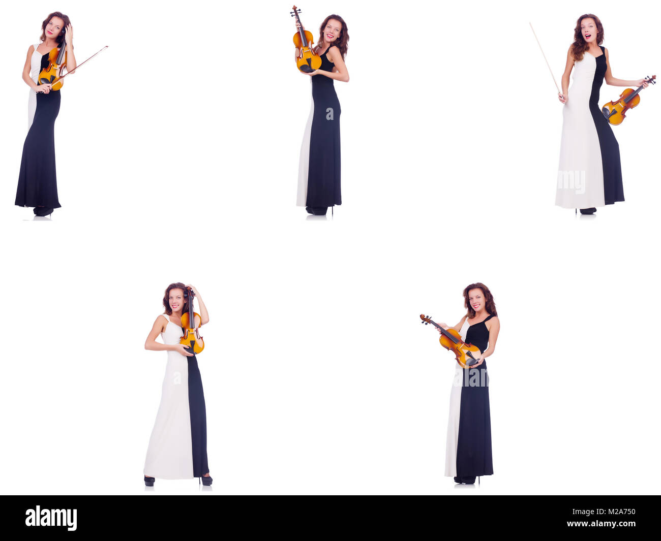 Woman playing violin isolated on white background Stock Photo - Alamy