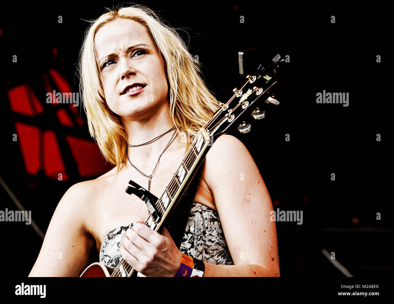 The Danish singer, musician and songwriter Tina Dickow (known as Tina Dico  abroad) performs a live concert a live concert at the Orange Stage at  Roskilde Festival 2008. Denmark, 06/07 2008 Stock Photo - Alamy