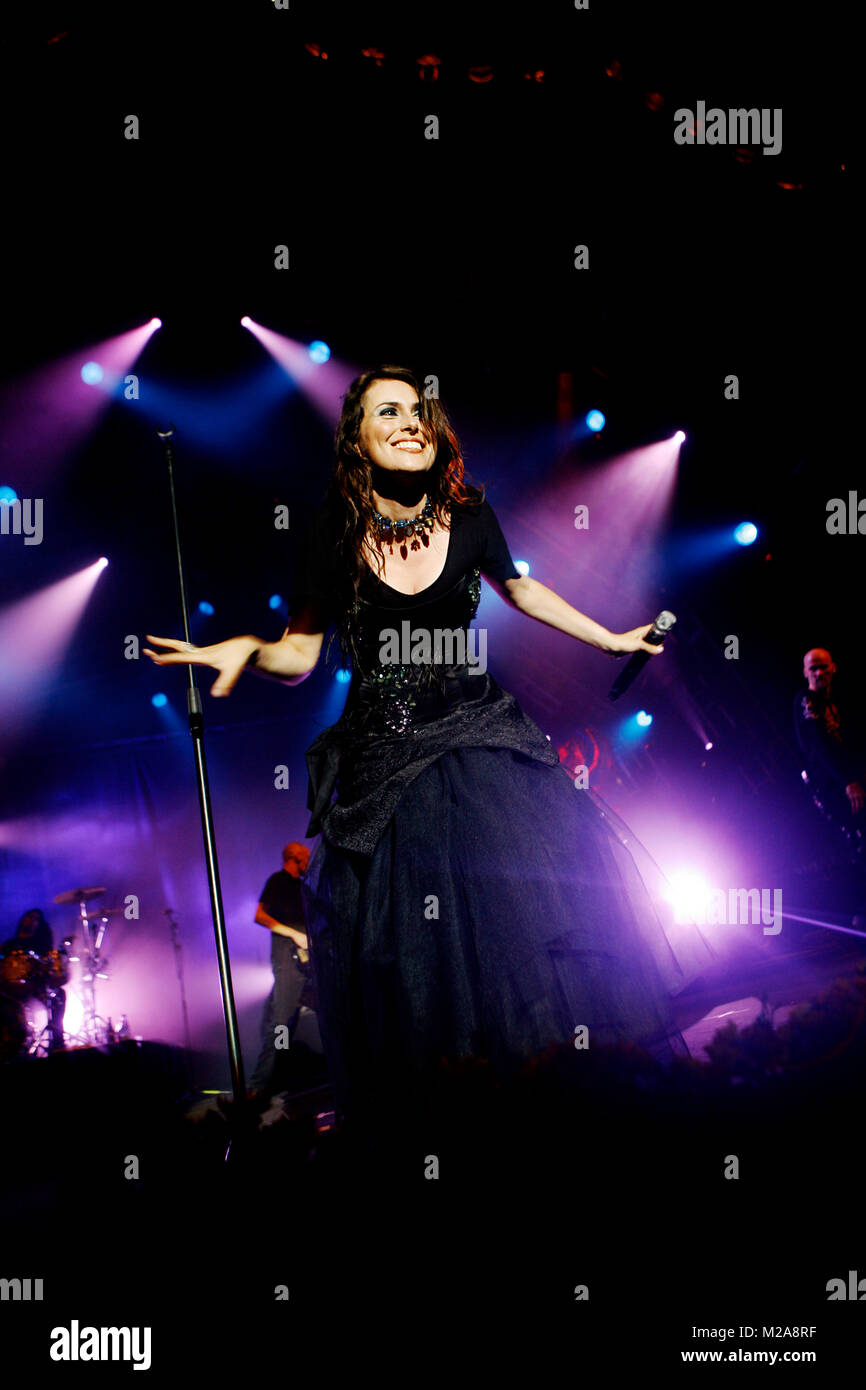 The Dutch metal and rock band Within Temptation performs a live concert