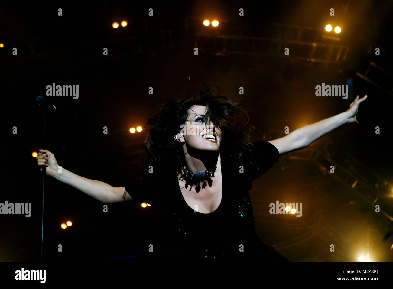 The Dutch metal and rock band Within Temptation performs a live concert