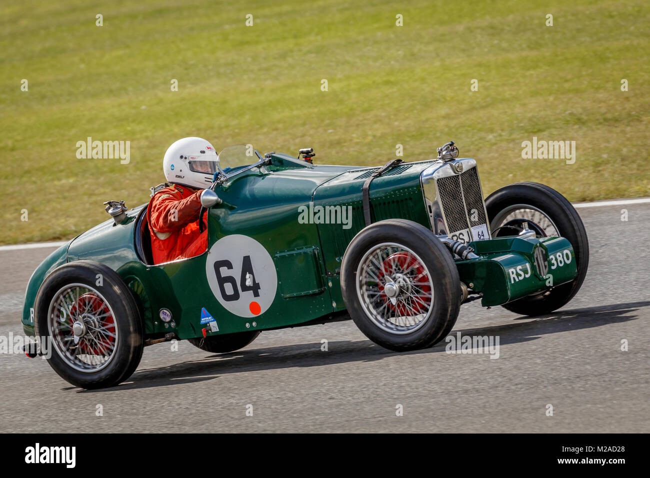 1934 MG PA with driver Harry Painter at the 2017 Formula Vintage meeting, Snetterton, Norfolk, UK. Stock Photo