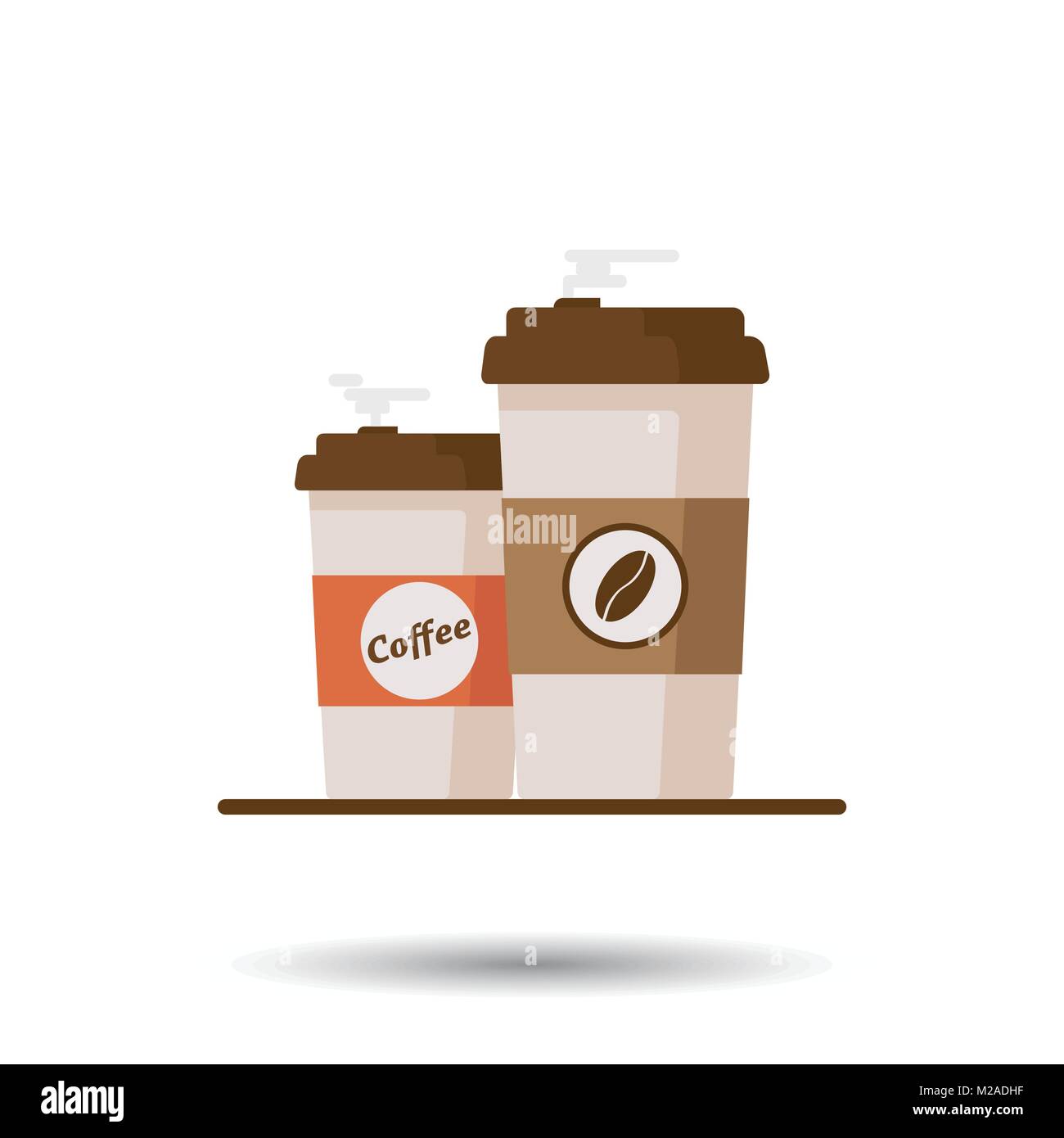 Coffee cup with coffee beans on white background. Flat vector ...