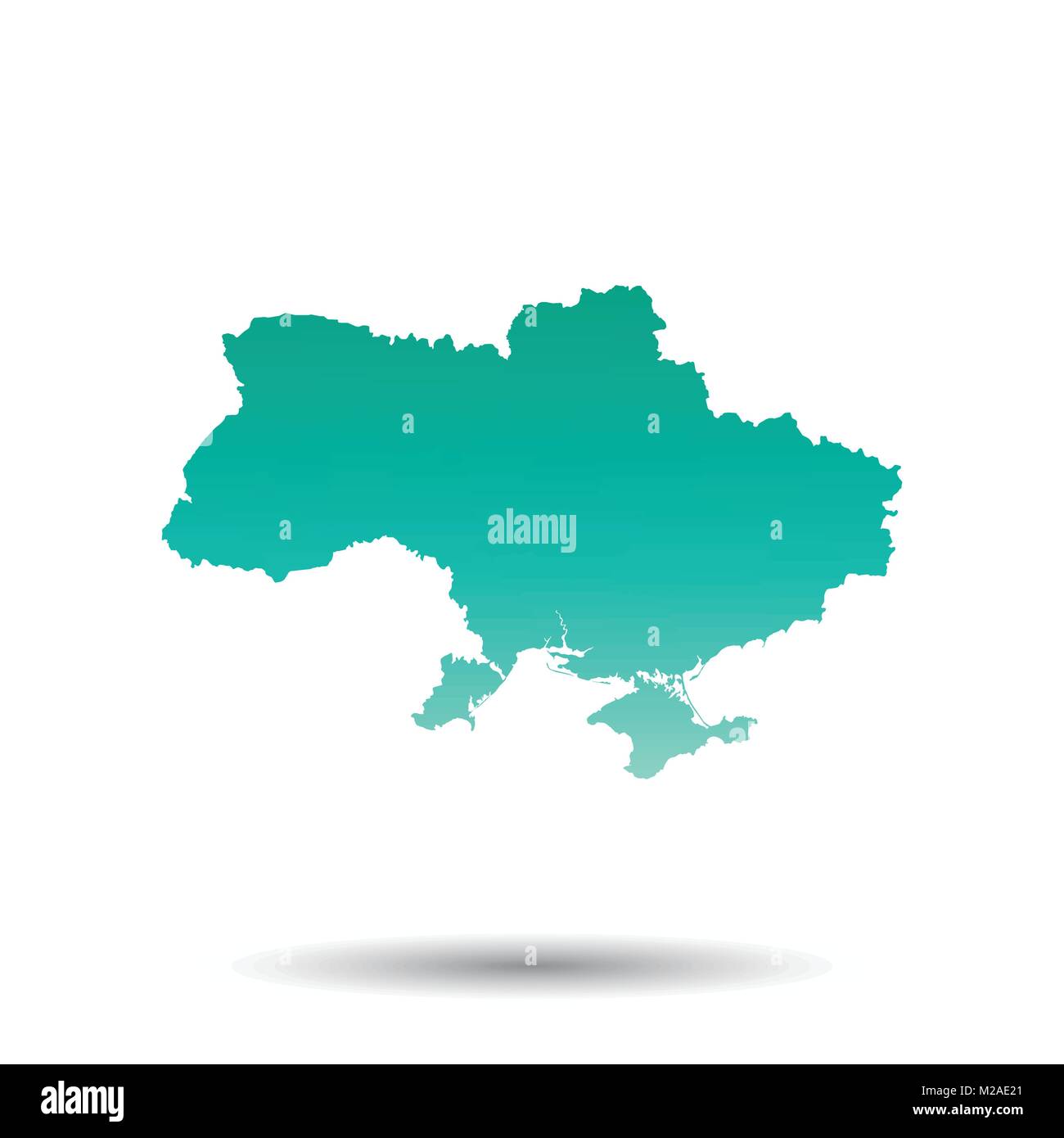 Ukraine map. Colorful turquoise vector illustration on white isolated background. Stock Vector