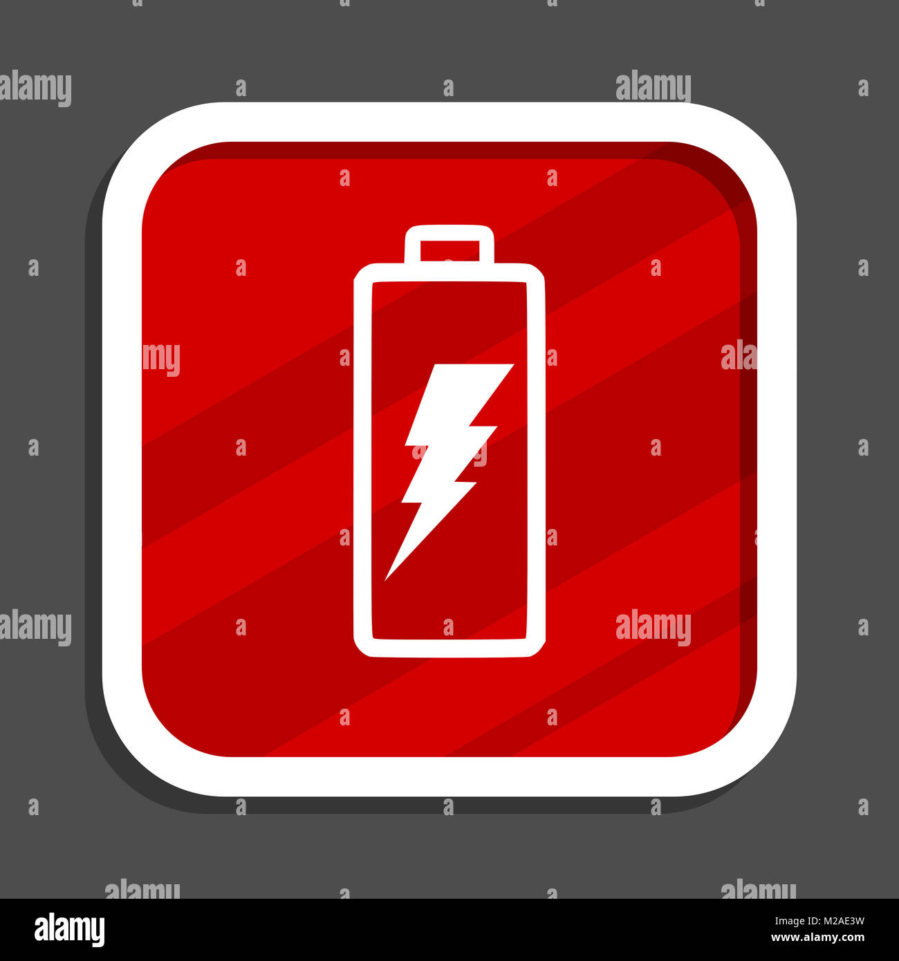 Battery icon. Flat design square internet banner Stock Photo - Alamy
