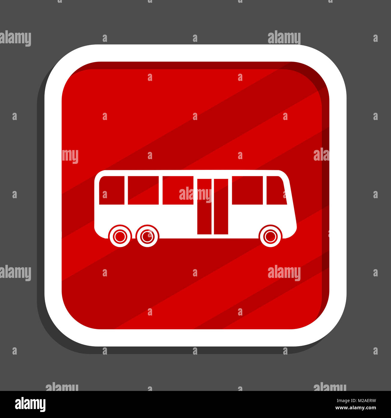 Bus icon. Flat design square internet banner Stock Photo - Alamy
