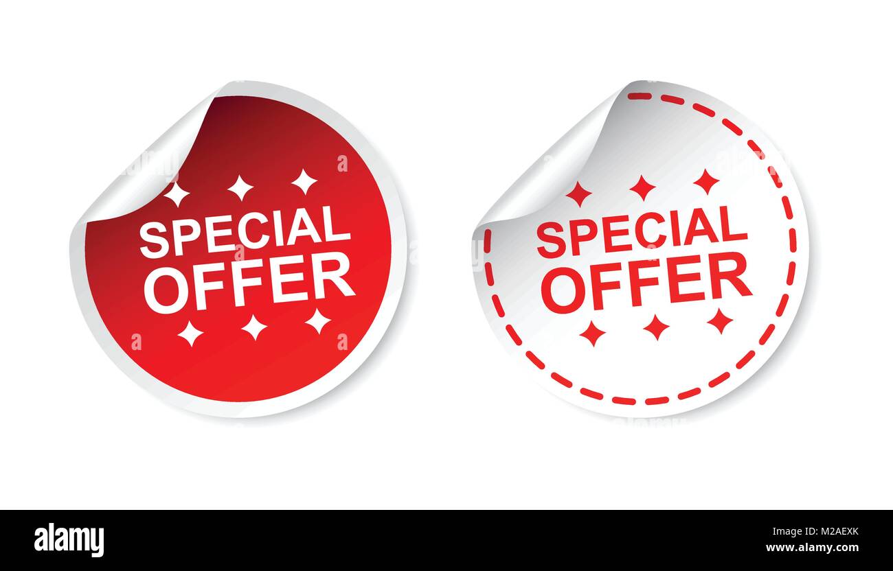 Special offer sticker. Business sale red tag label vector illustration