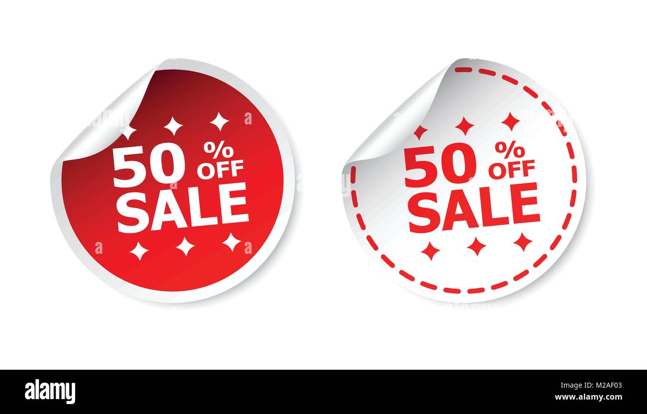 Sale sticker. Sale up to 50 percents. Business sale red tag label