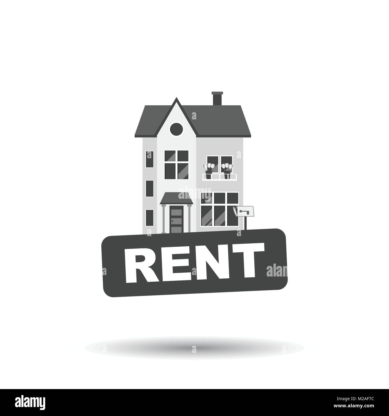 Rent sign with house. Home for rental. Vector illustration in flat ...