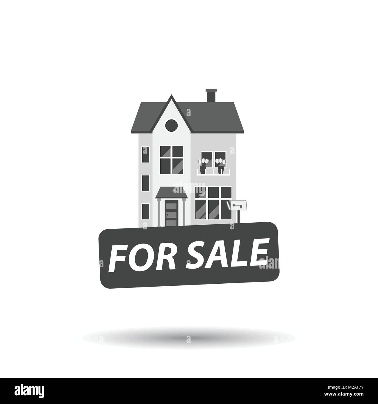 For sale sign with house. Vector illustration in flat style Stock ...
