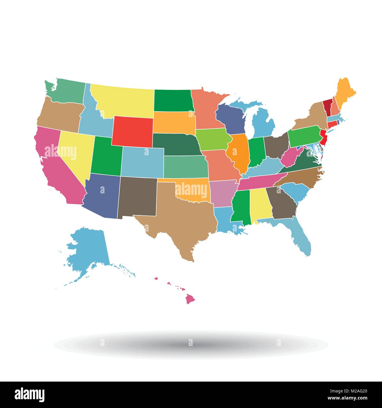 United states map alaska and hawaii - High Detailed Usa Map With Federal States Vector Illustration United M2AG20 