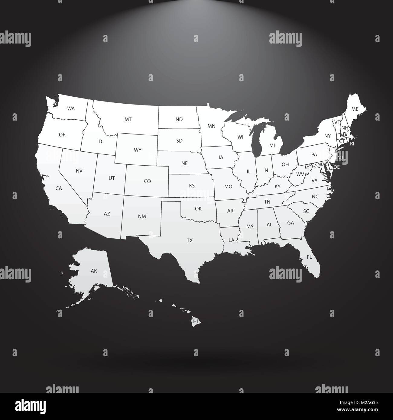 High detailed USA map with federal states. Vector illustration United ...
