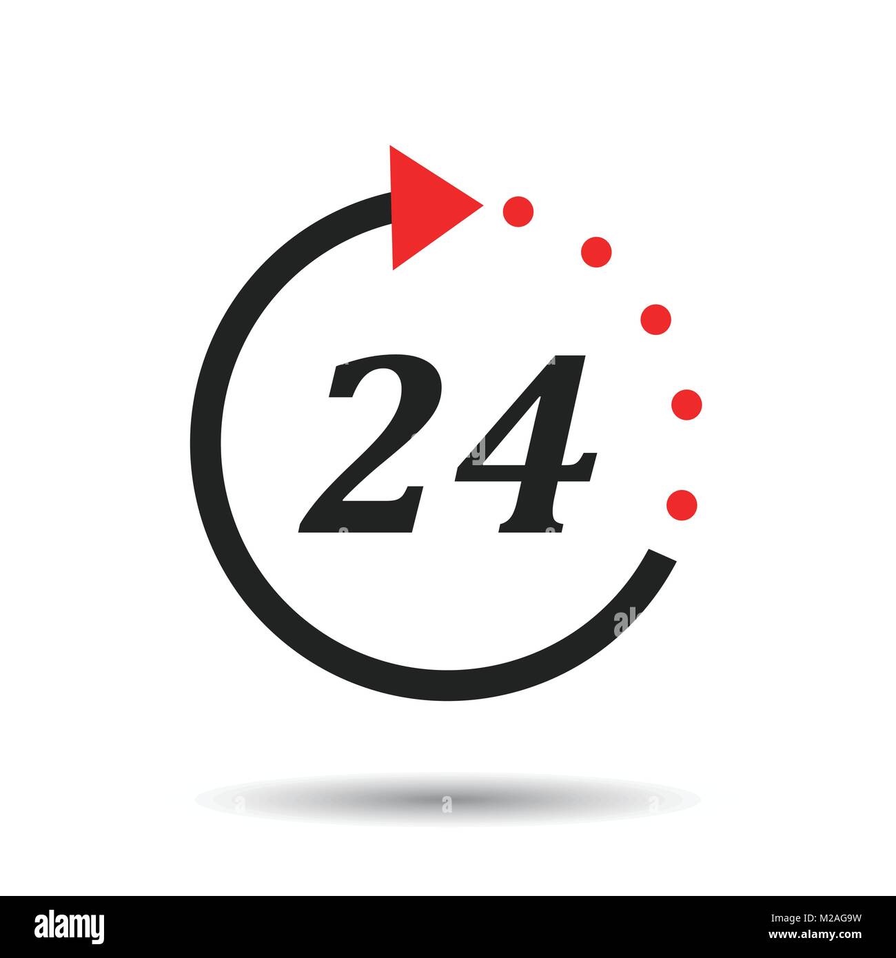 Time icon. Flat vector illustration 24 hours on isolated background ...