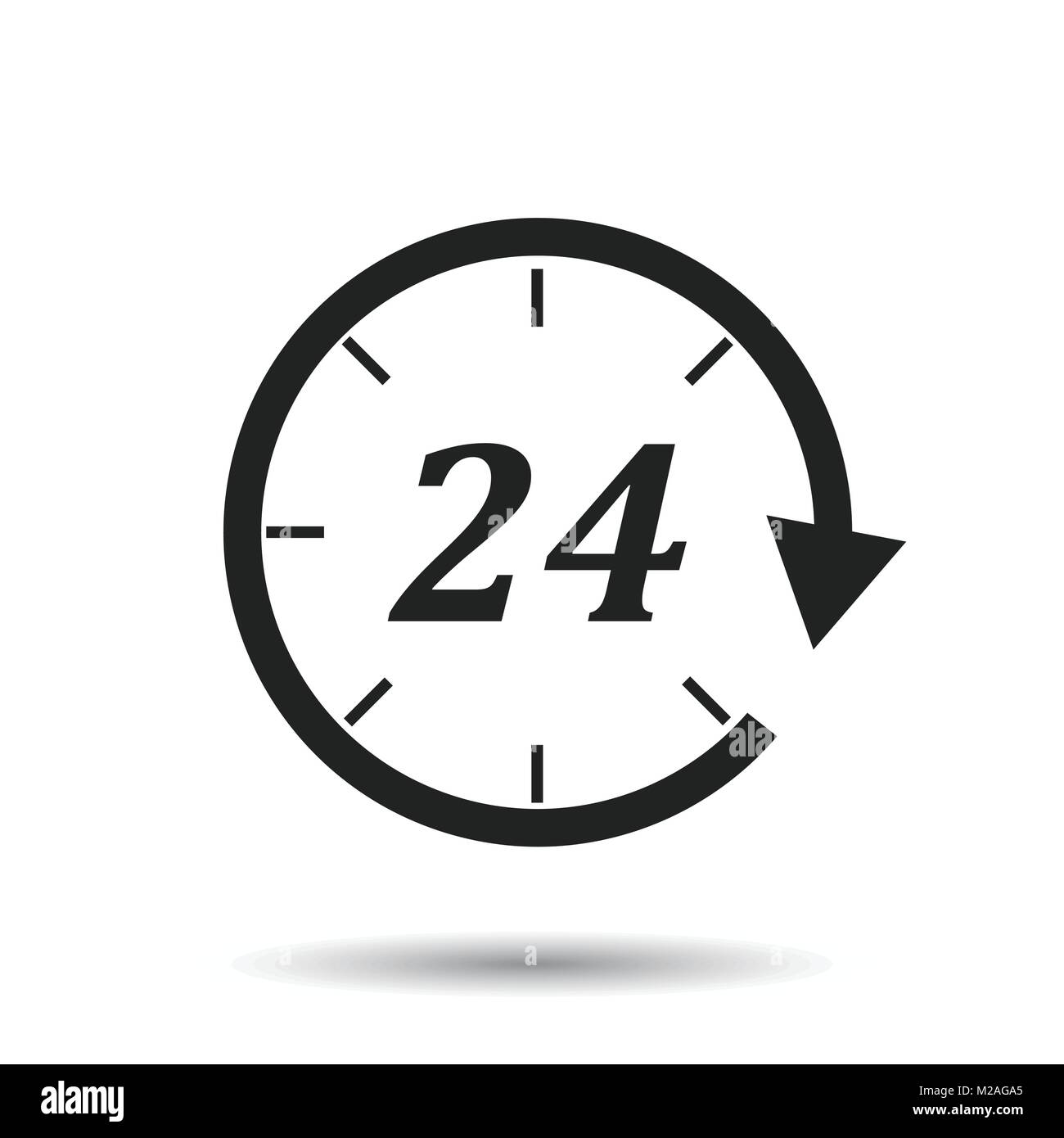 Time icon. Flat vector illustration 24 hours on isolated background ...