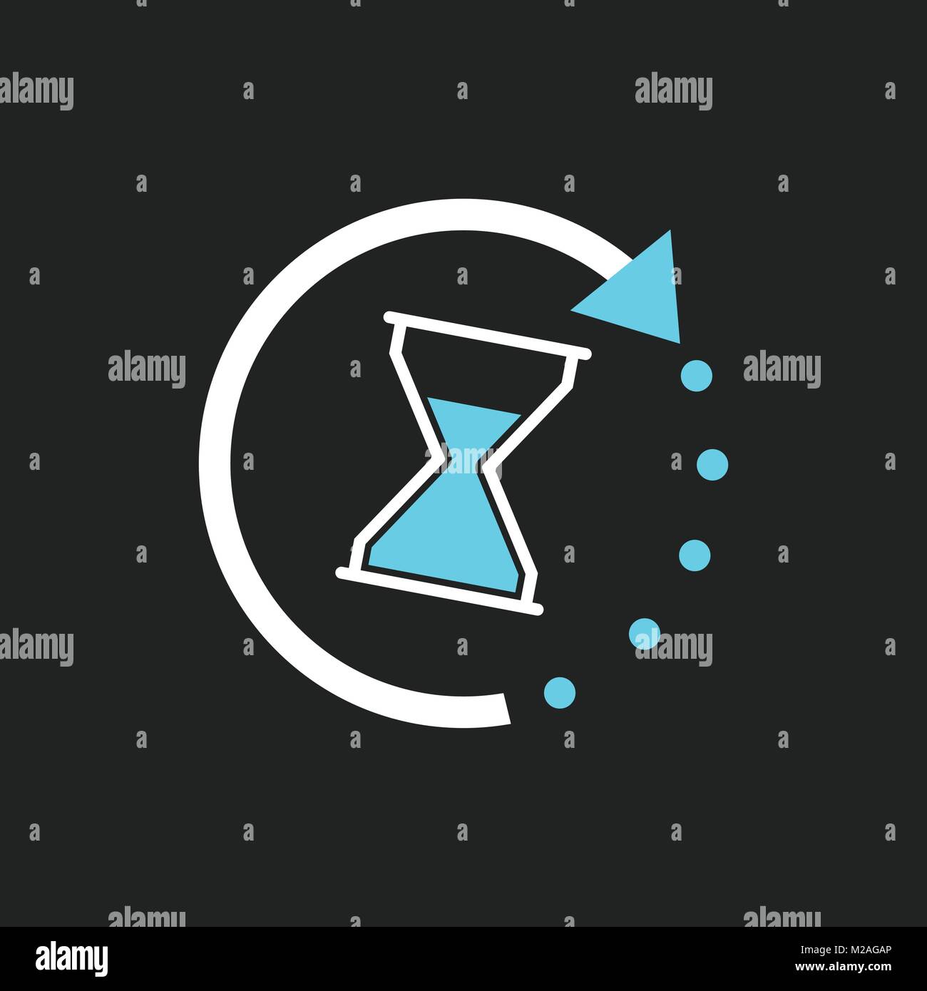 Time icon. Flat vector illustration with hourglass on black background ...