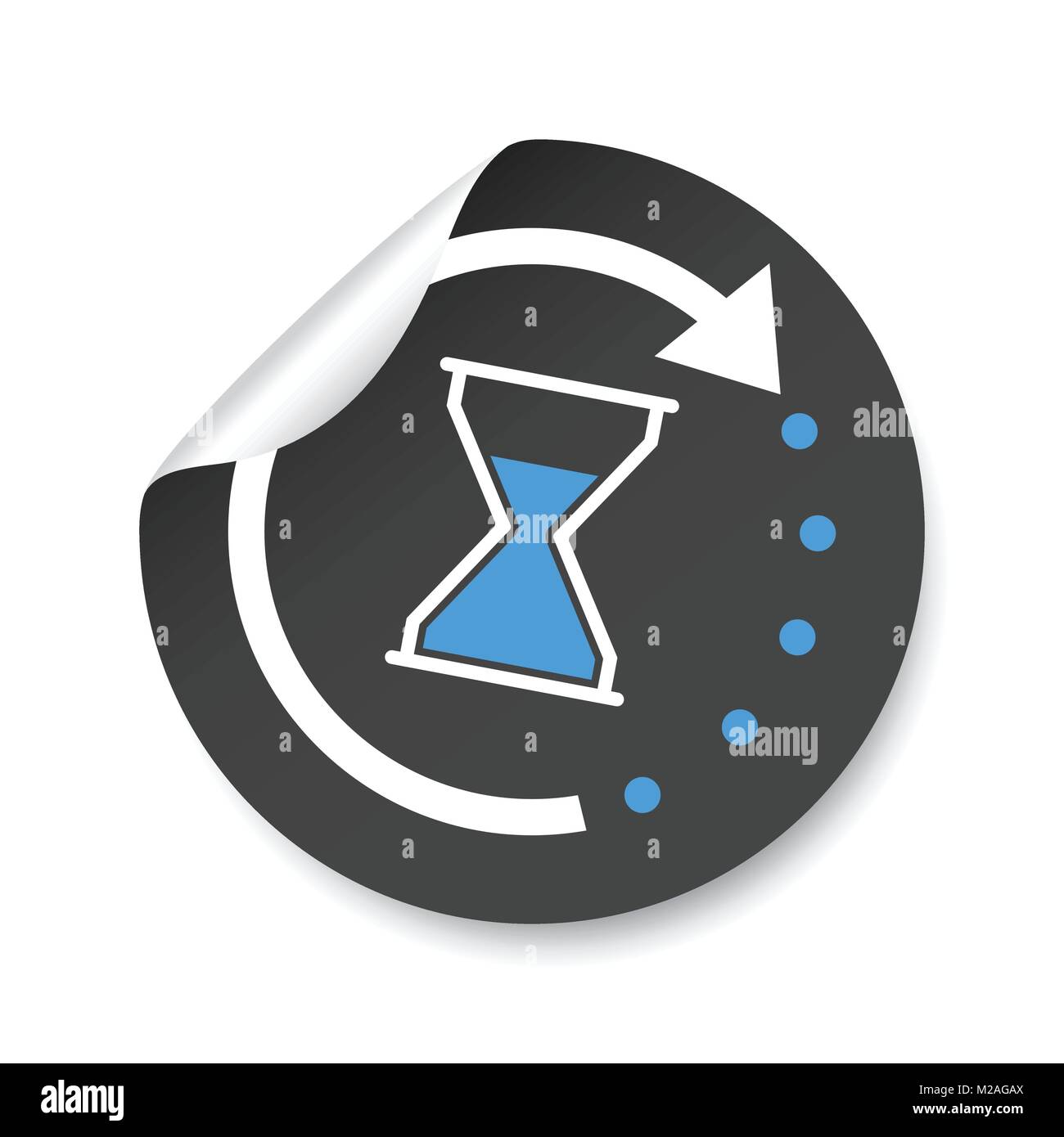 Time sticker icon. Flat vector illustration with hourglass on white background. Stock Vector