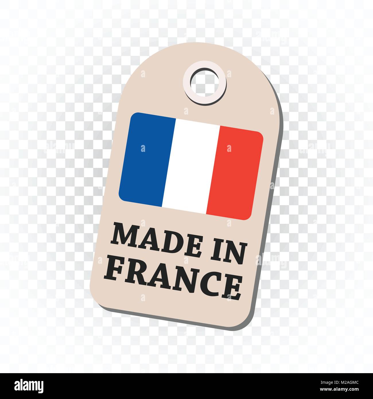Hang tag made in France with flag. Vector illustration on isolated background. Stock Vector