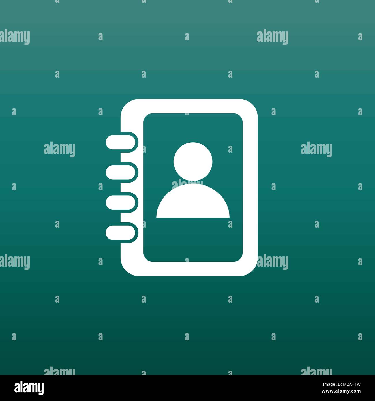 Address book icon. Contact note flat vector illustration on green background Stock Vector Image