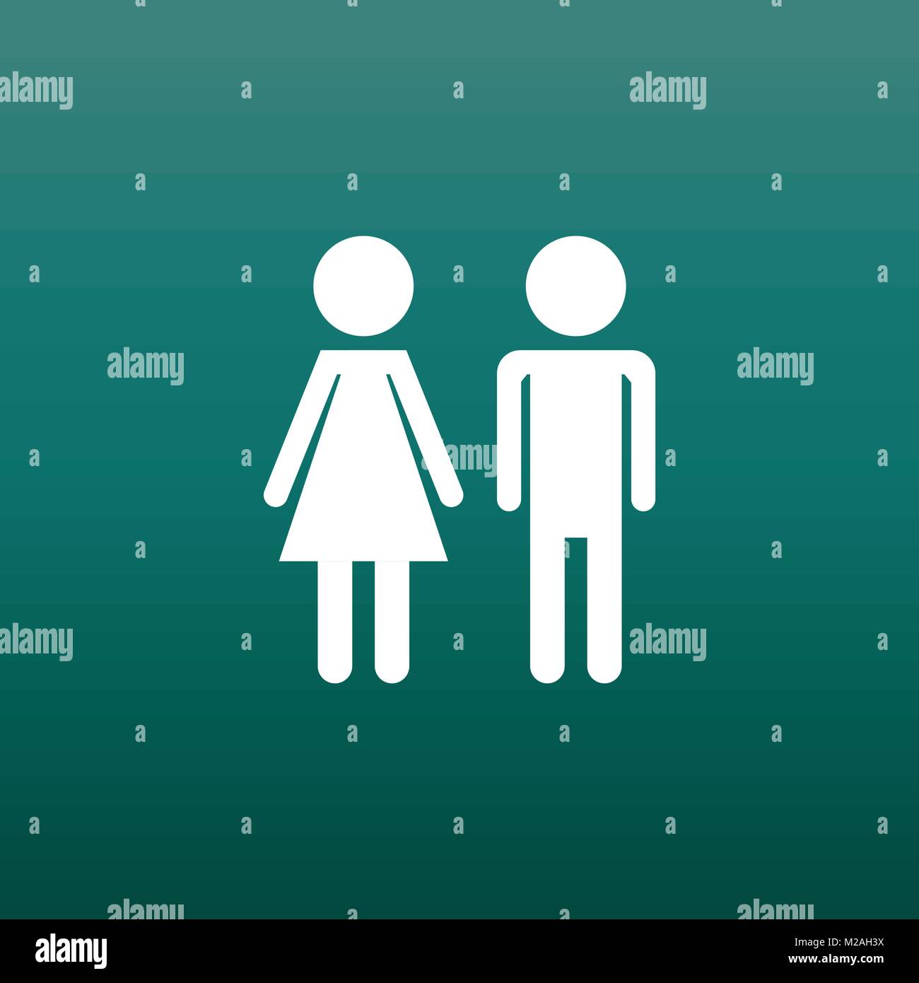 Vector man and woman icon on green background. Modern flat pictogram ...