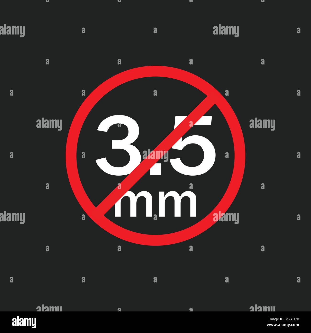 Audio jack 3.5mm in ban sign. Icon vector illustration. Stock Vector