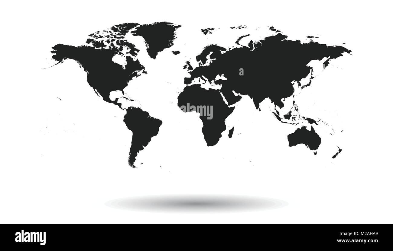 blank black political world map isolated on white background worldmap vector template for website infographics design flat earth world map illustr stock vector image art alamy