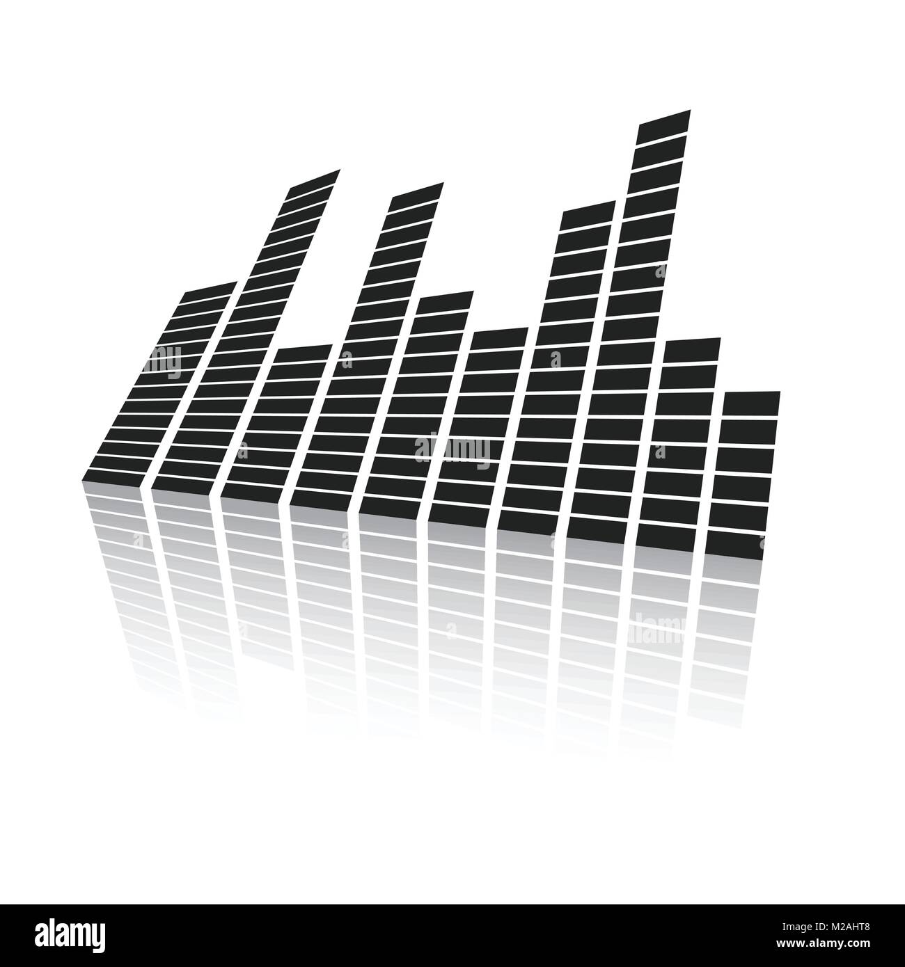 Vector sound waveforms icon on mirror. Sound waves and musical pulse ...