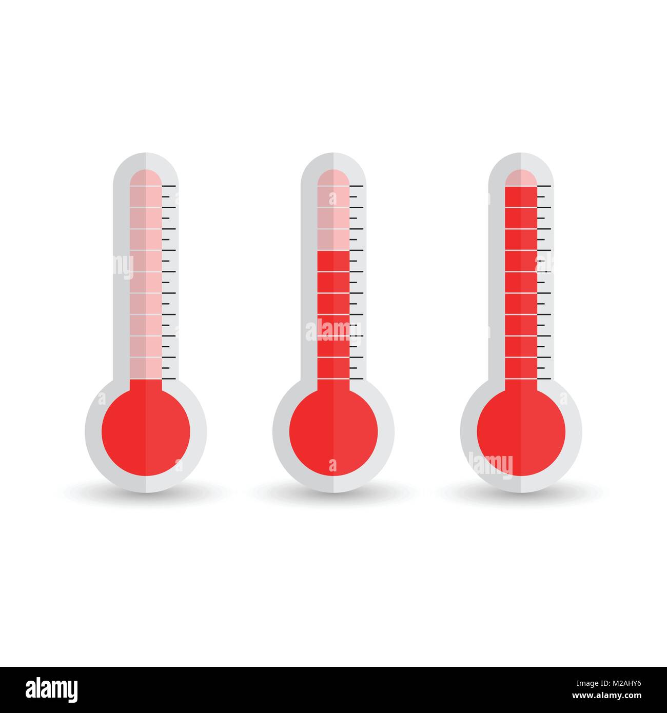 Thermometers icon with different levels. Flat vector illustration
