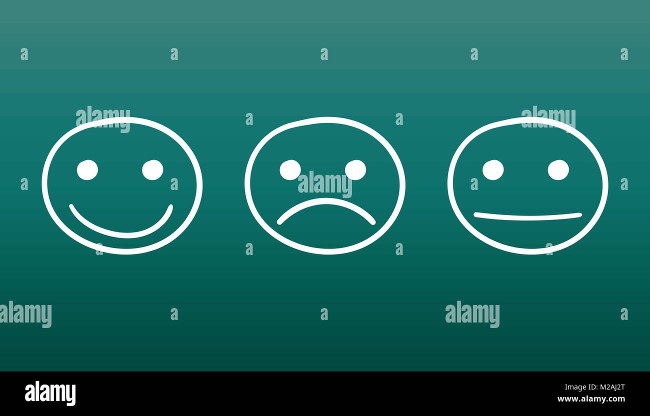Hand drawn smiley icon. Emotion face vector illustration in flat style ...