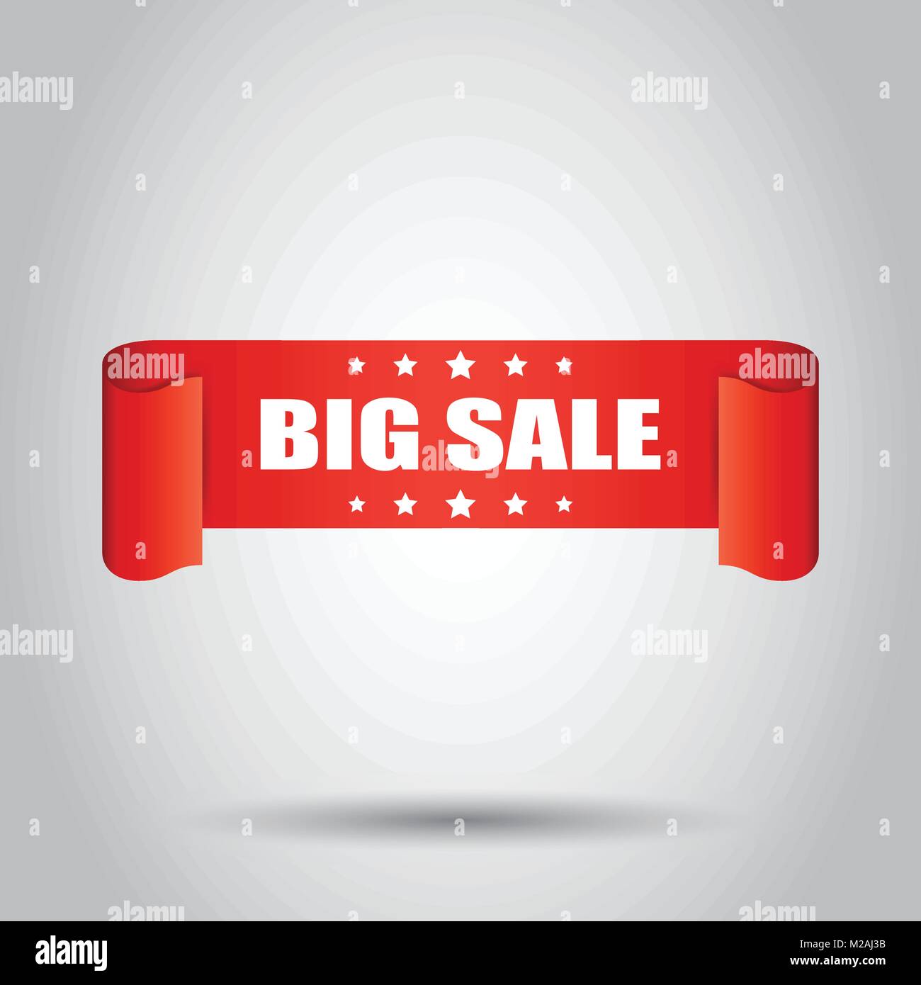 Big sale ribbon vector icon. Discount sticker label on white background ...