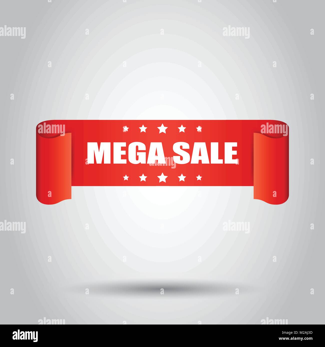 Mega sale ribbon vector icon. Discount sticker label on white ...
