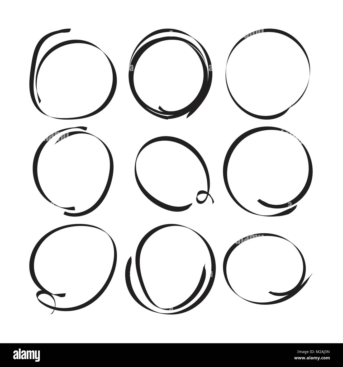 Set of the hand drawn scribble circles. Vector element. Illustration on ...