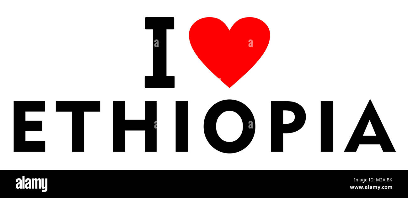I love Ethiopia country text red heart message Stock Photo Alamy