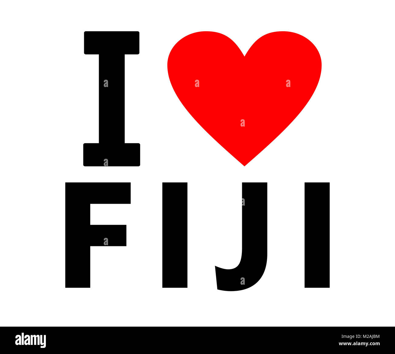 I love Fiji country text red heart message Stock Photo