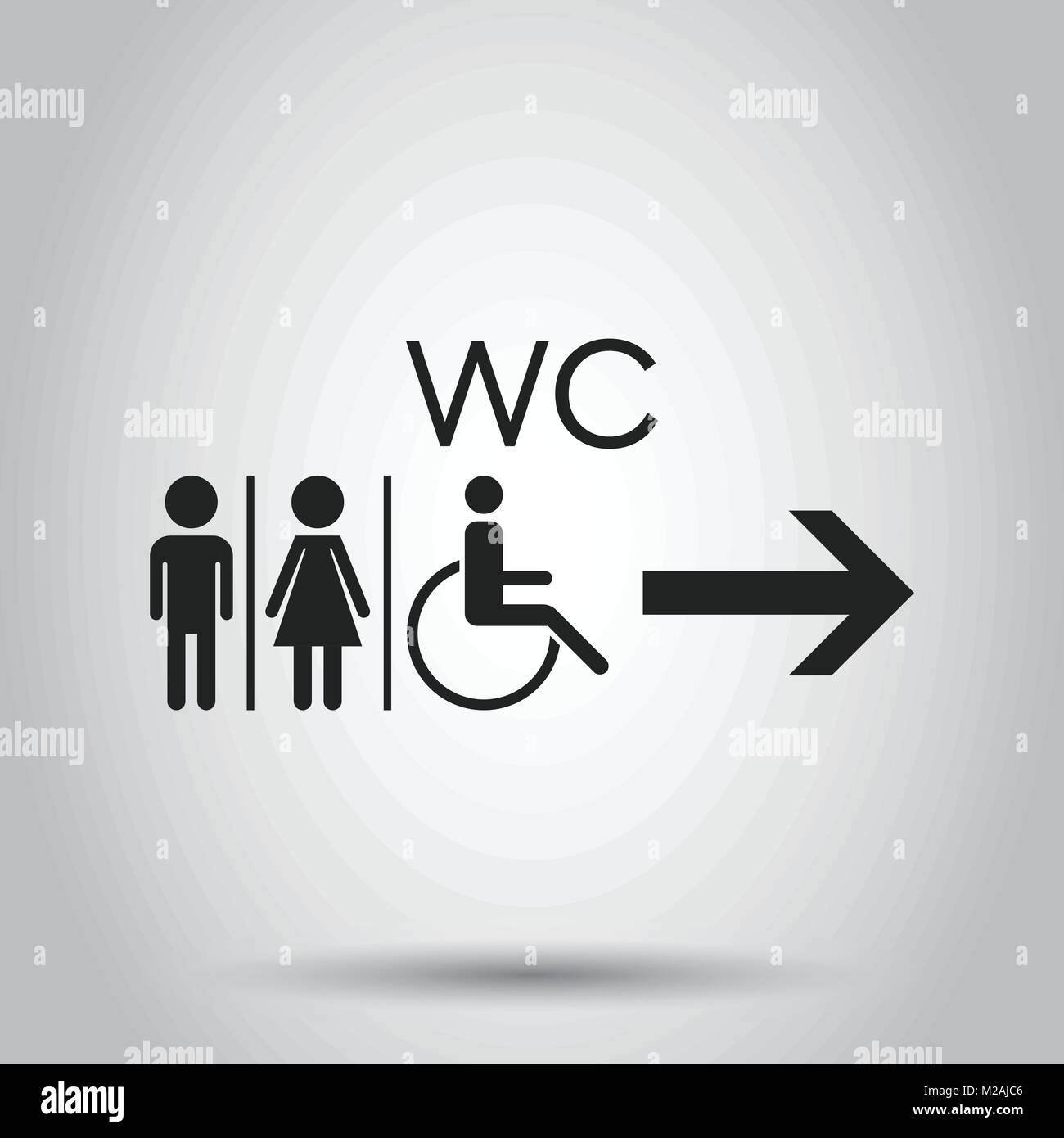 WC, toilet flat vector icon . Men and women sign for restroom on gray ...