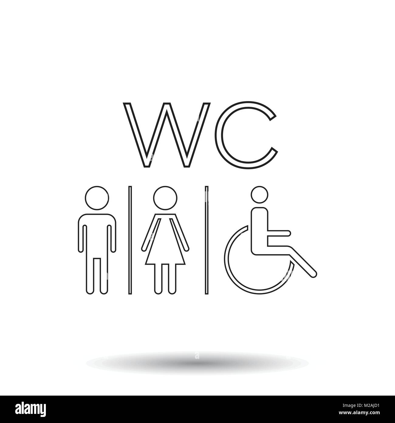 WC, toilet line vector icon . Men and women sign for restroom on white ...