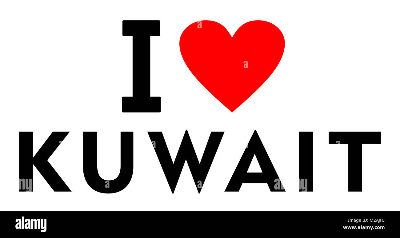 I love Kuwait country text red heart message Stock Photo Alamy