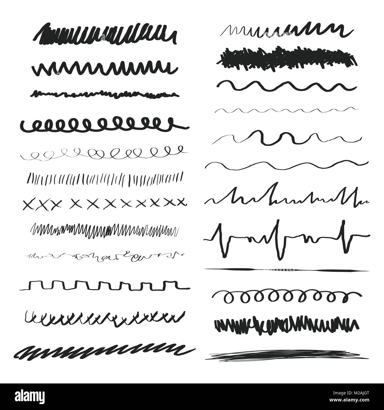 Line brushes vector illustration. Hand drawn strokes Stock Vector Image