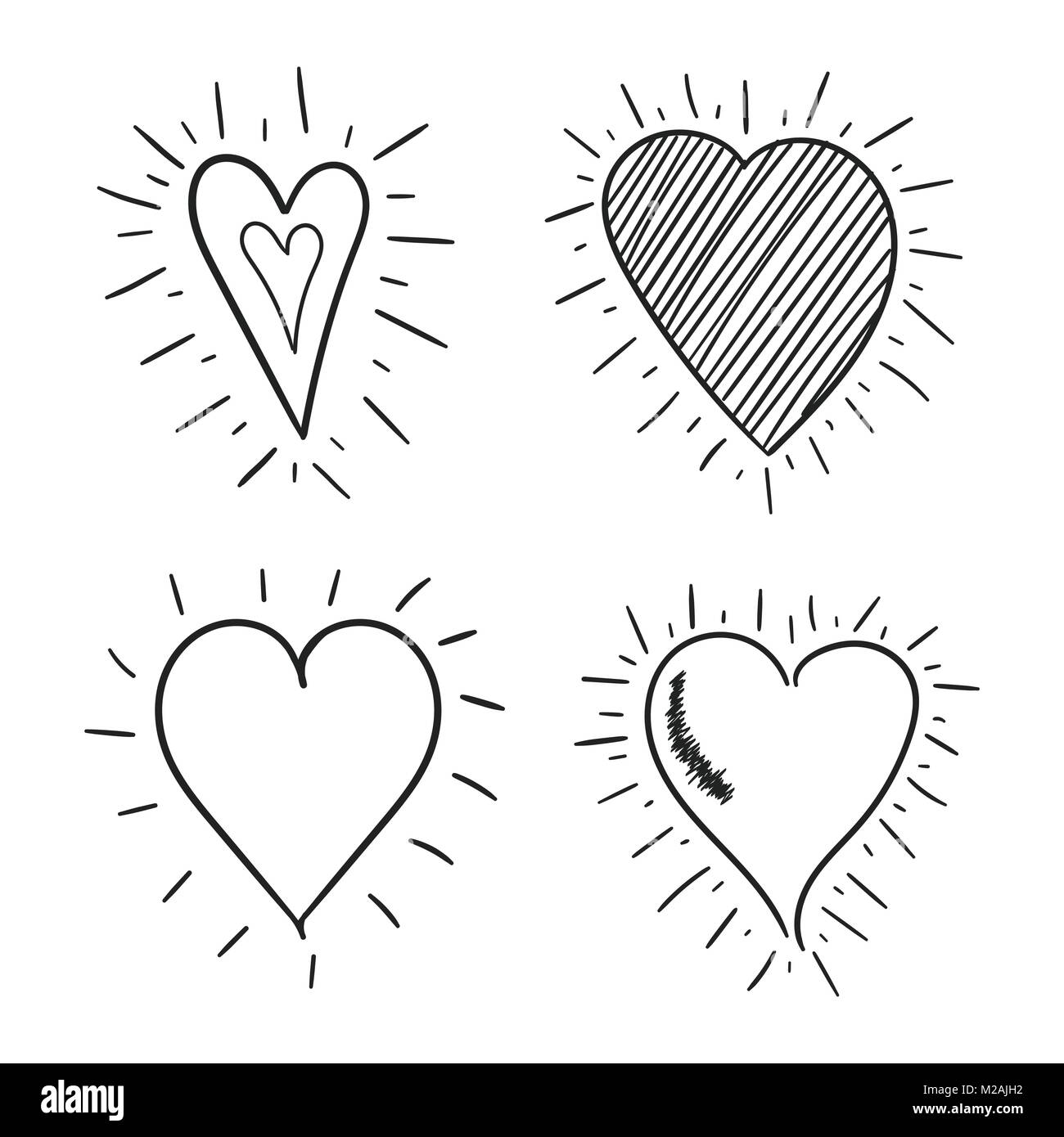 Hand drawn hearts icon set. Love vector illustration Stock Vector Image ...