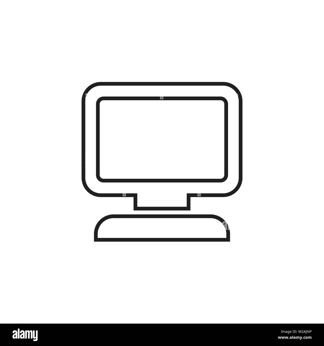 Computer vector illustration in line style. Monitor flat icon Stock ...