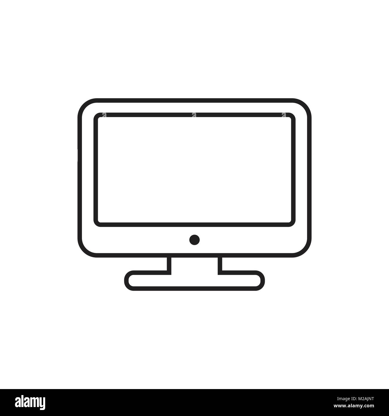 Computer vector illustration in line style. Monitor flat icon. Tv ...